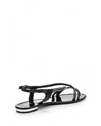 Черные кожаные сандалии на плоской подошве от Amazonga