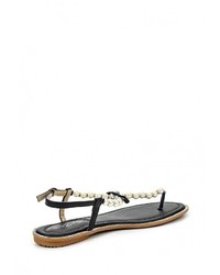 Черные кожаные сандалии на плоской подошве от Amazonga