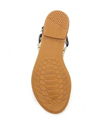 Черные кожаные сандалии на плоской подошве от Amazonga