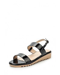 Черные кожаные сандалии на плоской подошве от Amazonga