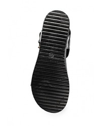 Черные кожаные сандалии на плоской подошве от Anesia