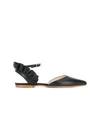 Черные кожаные сандалии на плоской подошве от Anna Baiguera