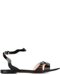 Черные кожаные сандалии на плоской подошве от Antonio Marras