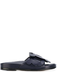 Черные кожаные сандалии на плоской подошве от Anya Hindmarch