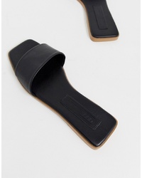 Черные кожаные сандалии на плоской подошве от ASOS DESIGN