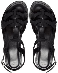 Черные кожаные сандалии на плоской подошве от Asos