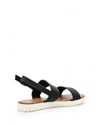 Черные кожаные сандалии на плоской подошве от Beppi