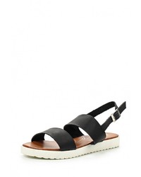 Черные кожаные сандалии на плоской подошве от Beppi
