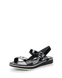 Черные кожаные сандалии на плоской подошве от Betsy