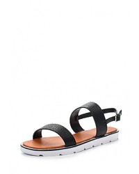 Черные кожаные сандалии на плоской подошве от Betsy