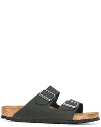 Черные кожаные сандалии на плоской подошве от Birkenstock