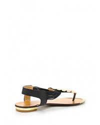 Черные кожаные сандалии на плоской подошве от Calipso