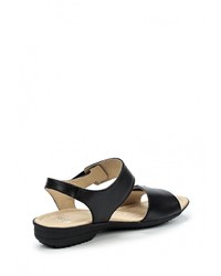 Черные кожаные сандалии на плоской подошве от Caprice