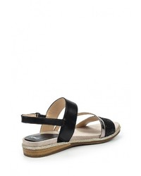 Черные кожаные сандалии на плоской подошве от Caprice