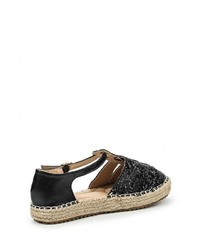 Черные кожаные сандалии на плоской подошве от Catisa