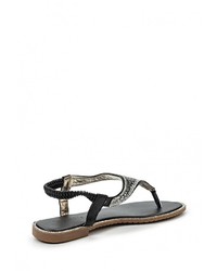 Черные кожаные сандалии на плоской подошве от Catisa