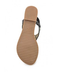 Черные кожаные сандалии на плоской подошве от Catisa