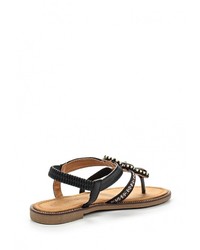 Черные кожаные сандалии на плоской подошве от Catisa