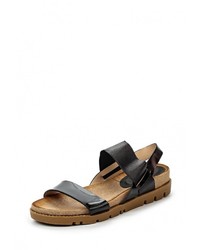 Черные кожаные сандалии на плоской подошве от Catisa