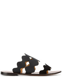 Черные кожаные сандалии на плоской подошве от Chloé