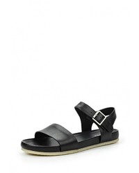 Черные кожаные сандалии на плоской подошве от Clarks