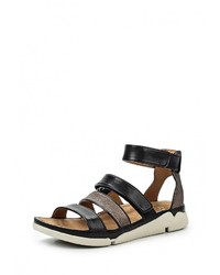 Черные кожаные сандалии на плоской подошве от Clarks