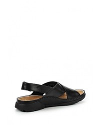 Черные кожаные сандалии на плоской подошве от Clarks