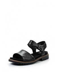 Черные кожаные сандалии на плоской подошве от Clarks