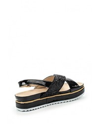 Черные кожаные сандалии на плоской подошве от Coco Perla