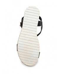 Черные кожаные сандалии на плоской подошве от Coco Perla