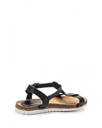 Черные кожаные сандалии на плоской подошве от Coco Perla