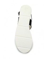 Черные кожаные сандалии на плоской подошве от Coco Perla