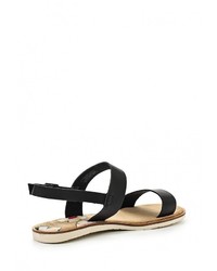 Черные кожаные сандалии на плоской подошве от Coolway