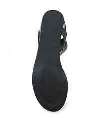 Черные кожаные сандалии на плоской подошве от Corina