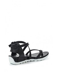 Черные кожаные сандалии на плоской подошве от D.Moro