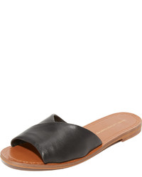 Черные кожаные сандалии на плоской подошве от Diane von Furstenberg