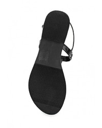 Черные кожаные сандалии на плоской подошве от Dorothy Perkins