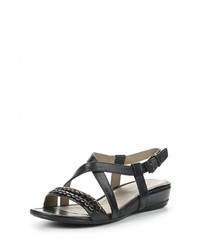 Черные кожаные сандалии на плоской подошве от Ecco