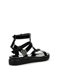 Черные кожаные сандалии на плоской подошве от Elche