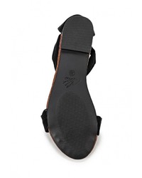 Черные кожаные сандалии на плоской подошве от Elita