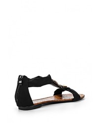 Черные кожаные сандалии на плоской подошве от Elita