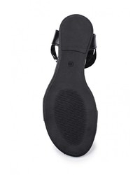 Черные кожаные сандалии на плоской подошве от Elita