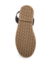 Черные кожаные сандалии на плоской подошве от Ella