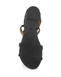 Черные кожаные сандалии на плоской подошве от Ella