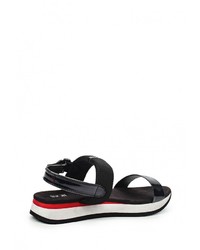 Черные кожаные сандалии на плоской подошве от Enjoin'