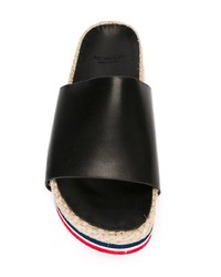 Черные кожаные сандалии на плоской подошве от Moncler