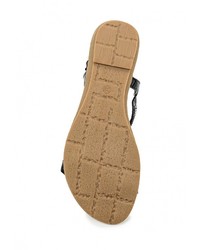 Черные кожаные сандалии на плоской подошве от Fiori&amp;Spine