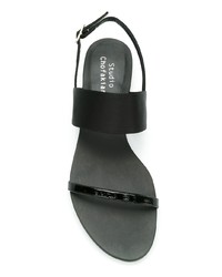 Черные кожаные сандалии на плоской подошве от Studio Chofakian