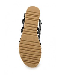 Черные кожаные сандалии на плоской подошве от Flyfor