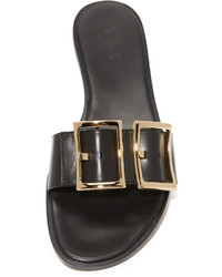 Черные кожаные сандалии на плоской подошве от Tibi